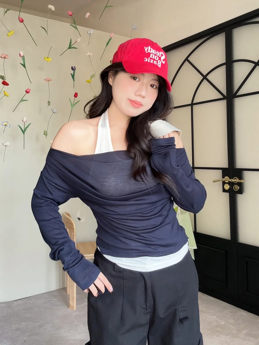 

Удобный вязаный комплект из двух предметов для полных женщин: модная женская футболка с длинным рукавом для повседневной носки, другие ткани