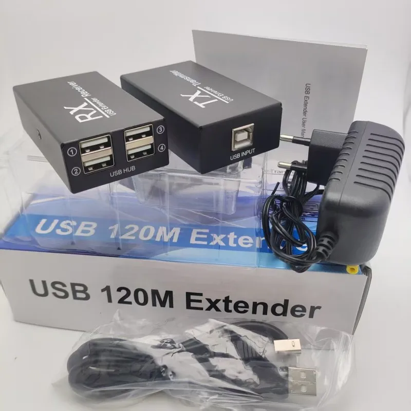 USB Extender Over Rj45 CAT6 Cable To 120m 4 USB Hub Adapter for Laptop PC Peripherals U Disk Mouse Keyboard Scanner