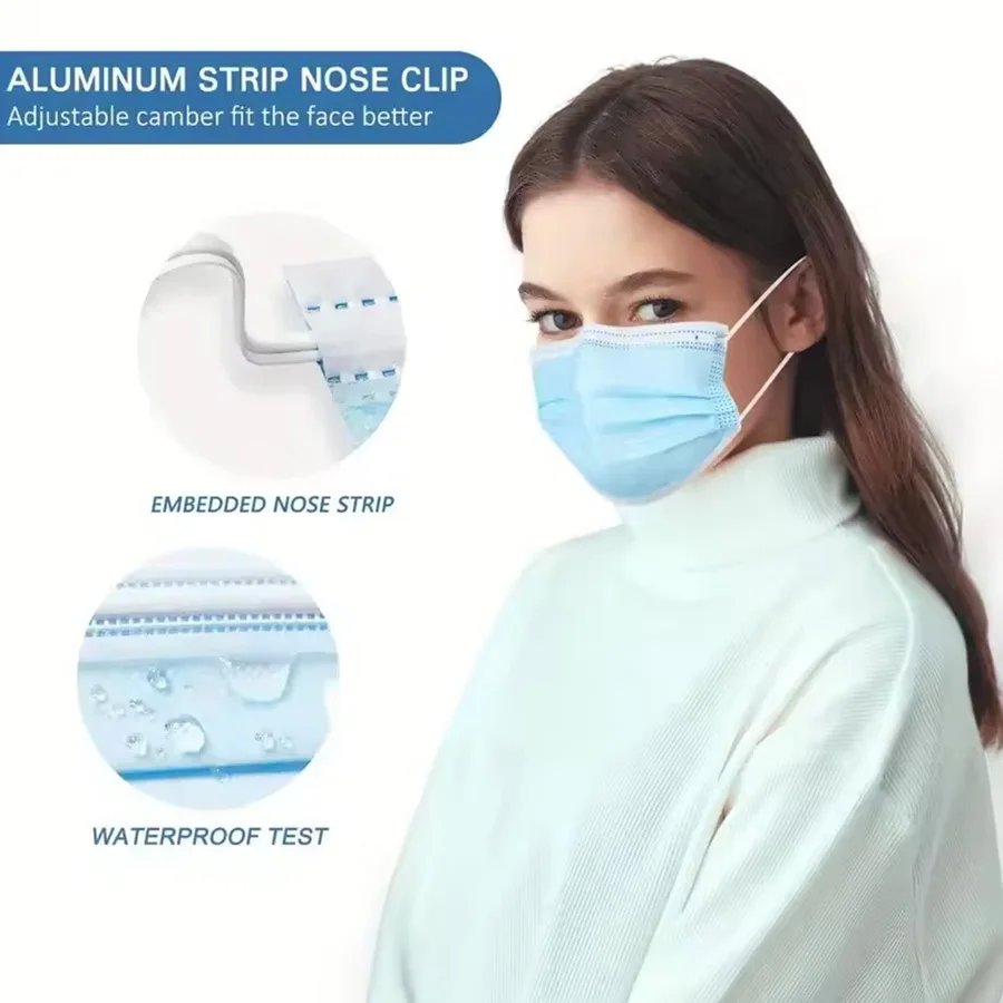 50Pcs/Box Masks 3-layer Mask Face Masks Melt Blown Cloth Disposable Anti-Dust Protective Masks Earloops Mouth Mask Mascarillas