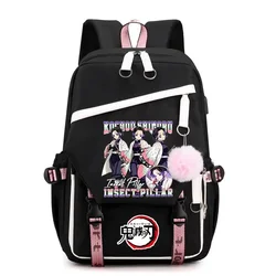 Mochila de viaje al aire libre Kimetsu No Yaiba Hashira Geiko Hen, Bolsa Escolar para adolescentes, bolsa de libros de Anime para niñas, Kochou Shinobu