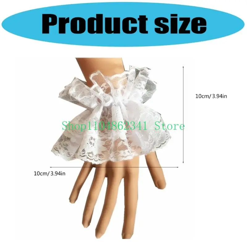 

652F 2Pairs Lace Flower Trim Wrist Cuffs Decorative Sleeves Faux Sleeves Anime Props