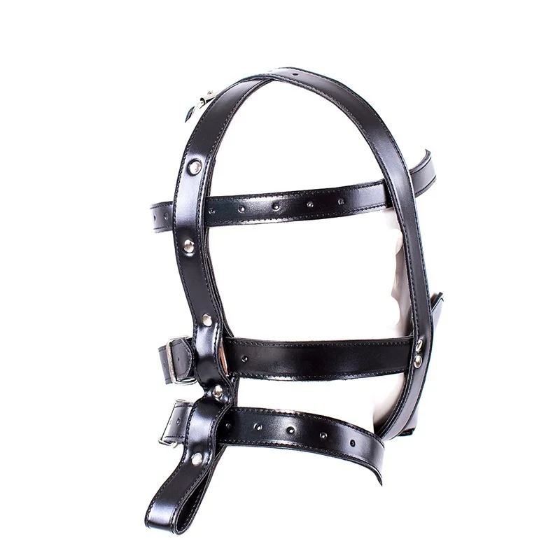 Erwachsene Halloween Party Cosplay Spiele Aushöhlen Kapuze von Sexy Leder Harness Maske Fetisch Verband Kopf Maske Kapuze für Männer Gesichtsmaske