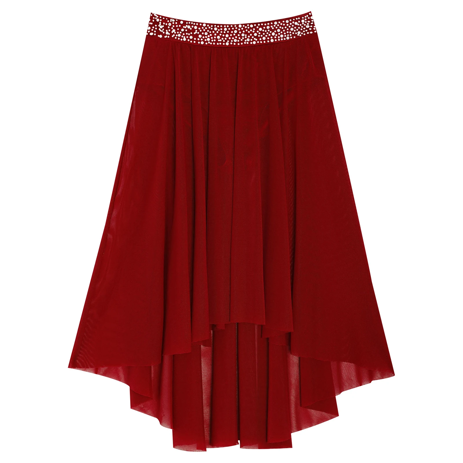 Saias de dança lírica com strass brilhantes para crianças meninas louvor moderno e contemporâneo roupas de desempenho saias de malha irregular