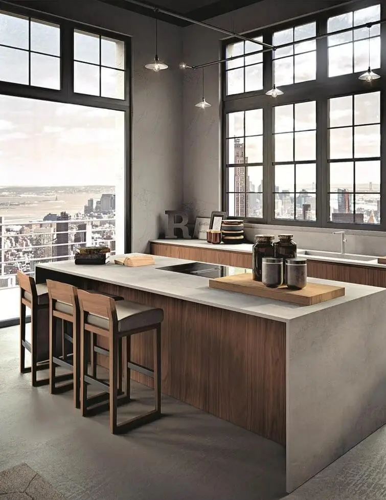 Italian Walnut Wood Kitchen Cabinet - Handcrafted Solid Wood Storage Solution for Your Kitchen