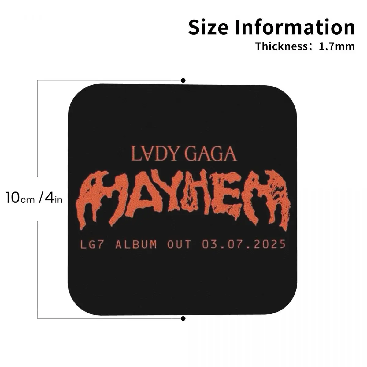 

Подставки для альбомов Lady Gaga Mayhem, кожаные салфетки, нескользящие изоляционные кофейные коврики для дома, кухни, обеденные подушечки, набор из 4 шт.