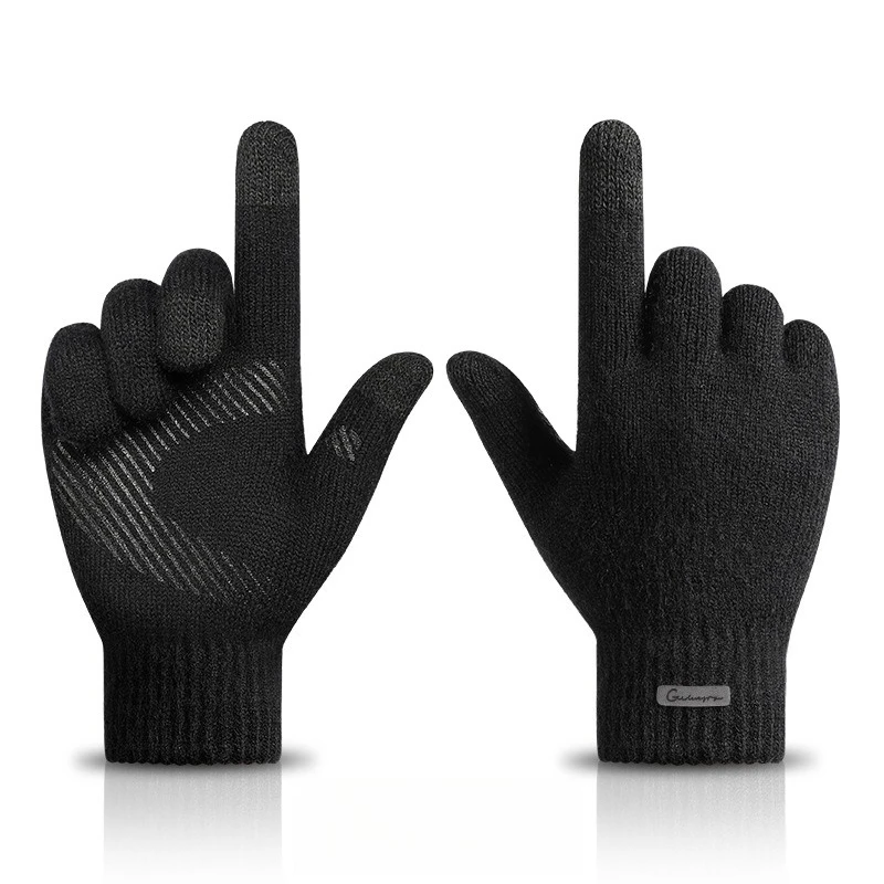 قفازات محبوكة الرياضة في الهواء الطلق ركوب الخيل عدم الانزلاق سميكة الشتاء مقاومة البرد يندبروف قفازات شاشة لمس دافئة الرجال