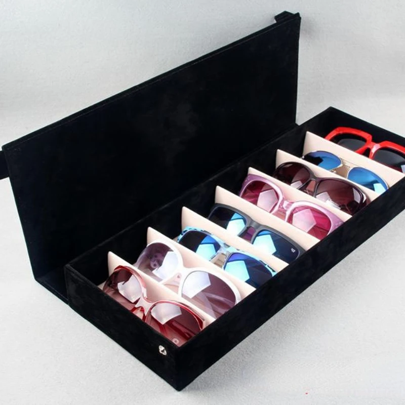 High Quality Glasses Case 8 Slot Grids Eyeglass Sunglasses Glasses Storage Display Grid Stand Case Box Holder Glasses Organizer