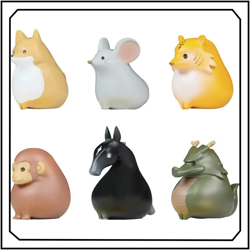 

Настольное украшение-гашапон «Двенадцать знаков китайского зодиака»: круглый и пухлый дракон и мышь, подарок на день рождения