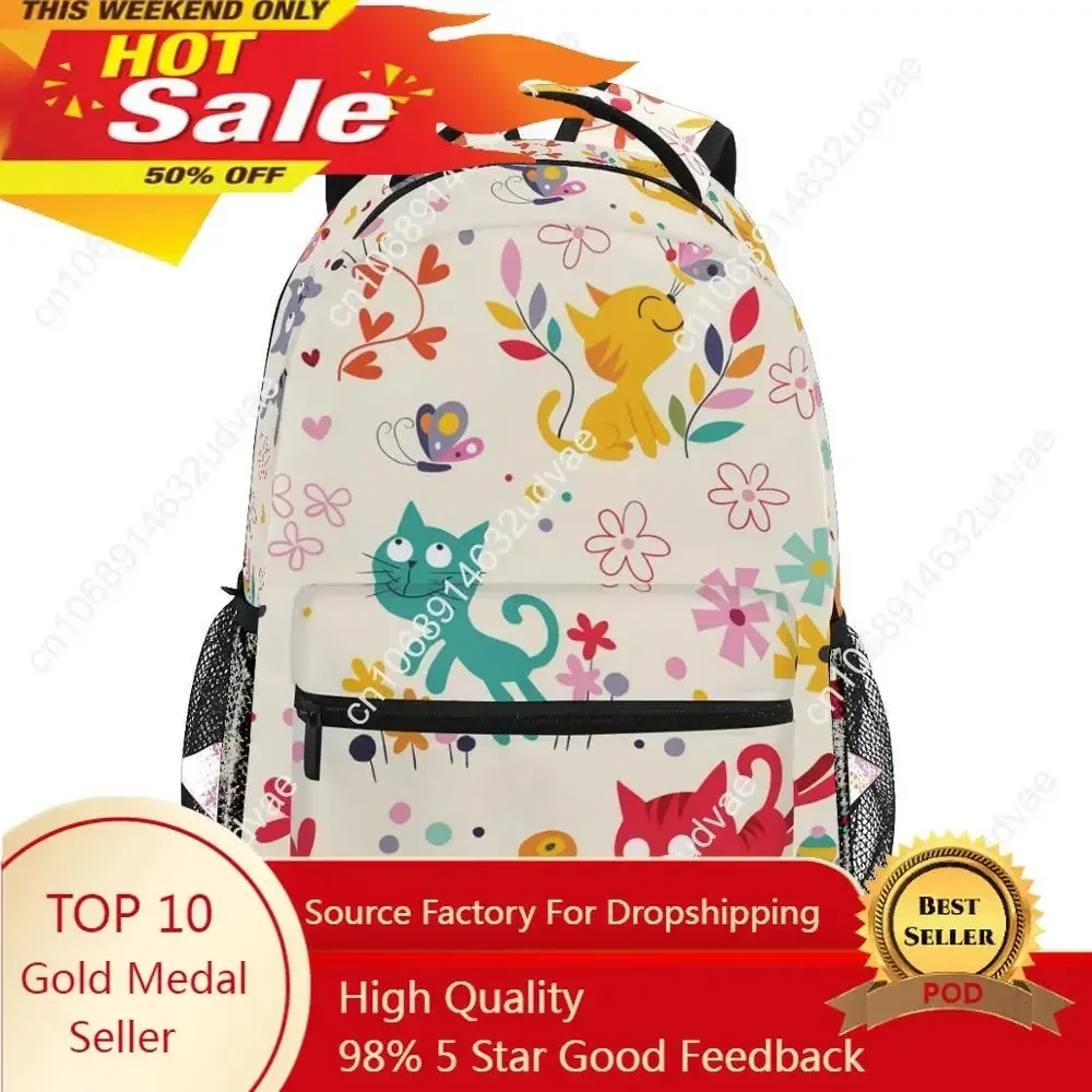 Sacs d'école pour filles et garçons, sacs à dos de chat d'animaux de dessin animé, sac pour enfants, sacs de week-end de grande capacité, sac pour ordinateur portable féminin