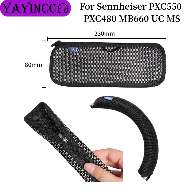 

Universal Headband For Sennheiser PXC550 PXC480 MB660 UC MS Headpad Mesh fabric zipper head beam protective cover