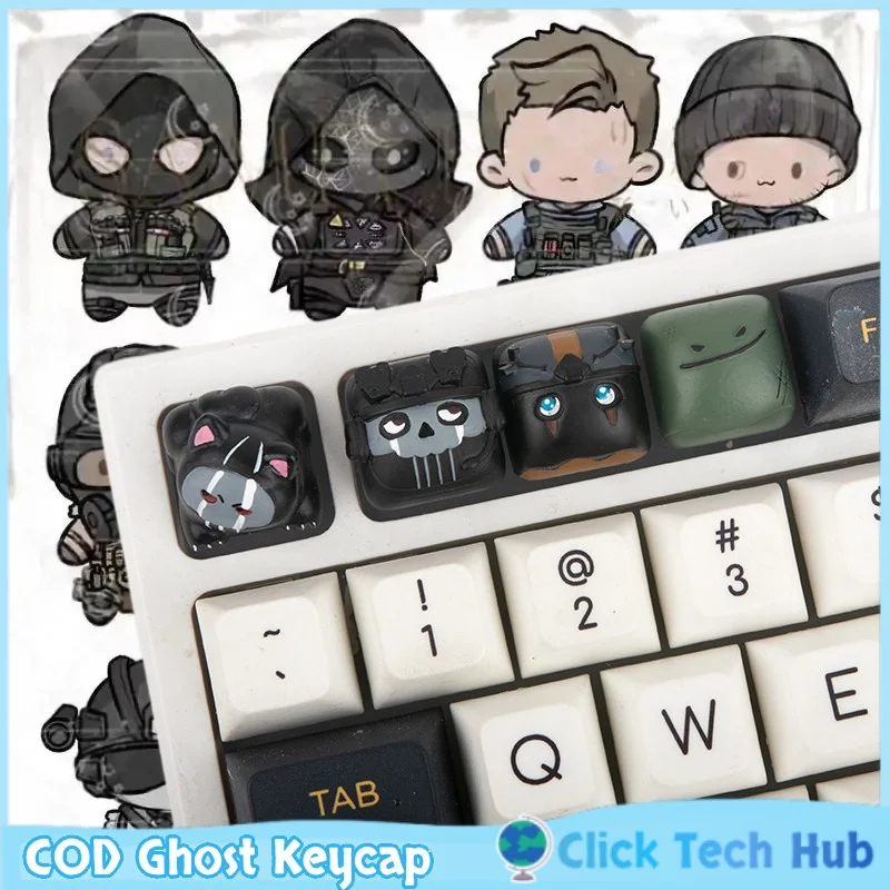 COD Ghost Keycap Game Themed Keycaps 3d Printed Resin Handmade Customized Cross Shaft Personaliz Mechanical Keyboard Keycaps
