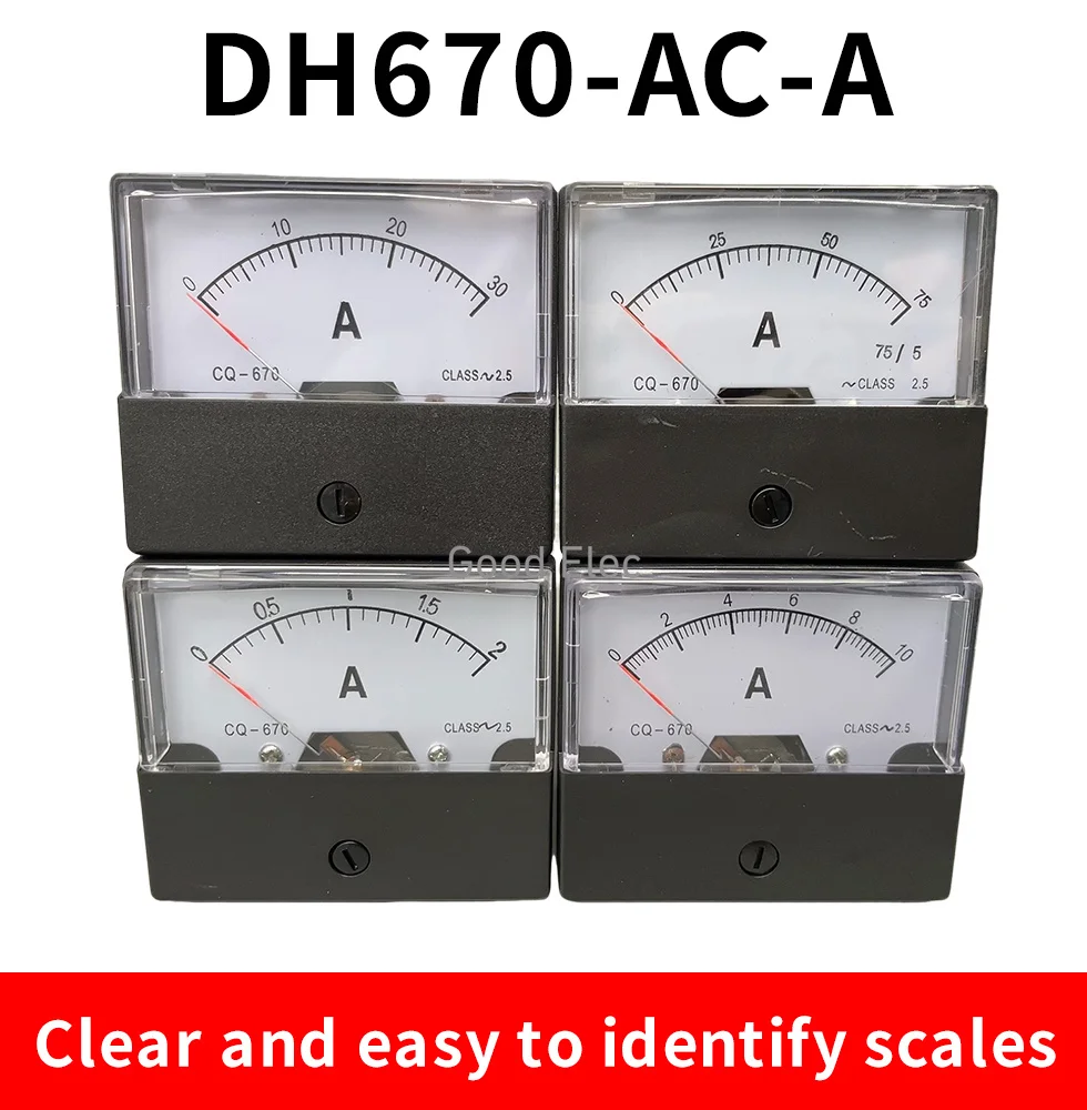 DH670 AC 1-500A  1A 2A 3A 10A 15A 20A 100A 150A   Analog Amp Panel Meter Current Ammeter Mechanical Pointer Ampere Meter DH-670