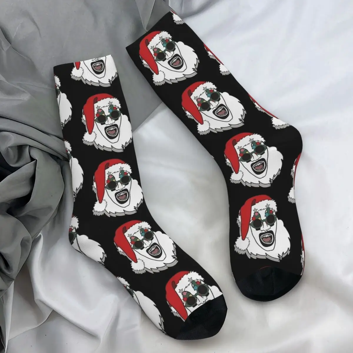 Art The Clown Terrifier 3 Santa Socks Autumn Christmas Movie Stockings Kawaii Men Medium Soft Socks Running Non-Slip Socks