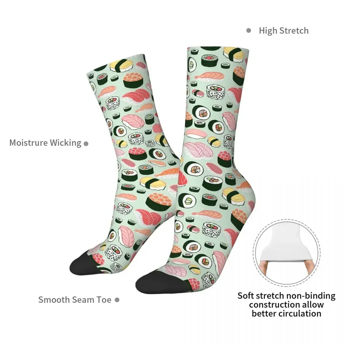 Sushi Forever Socks Harajuku Super Soft Stockings All Season Long Socks Accessories for Unisex Gifts