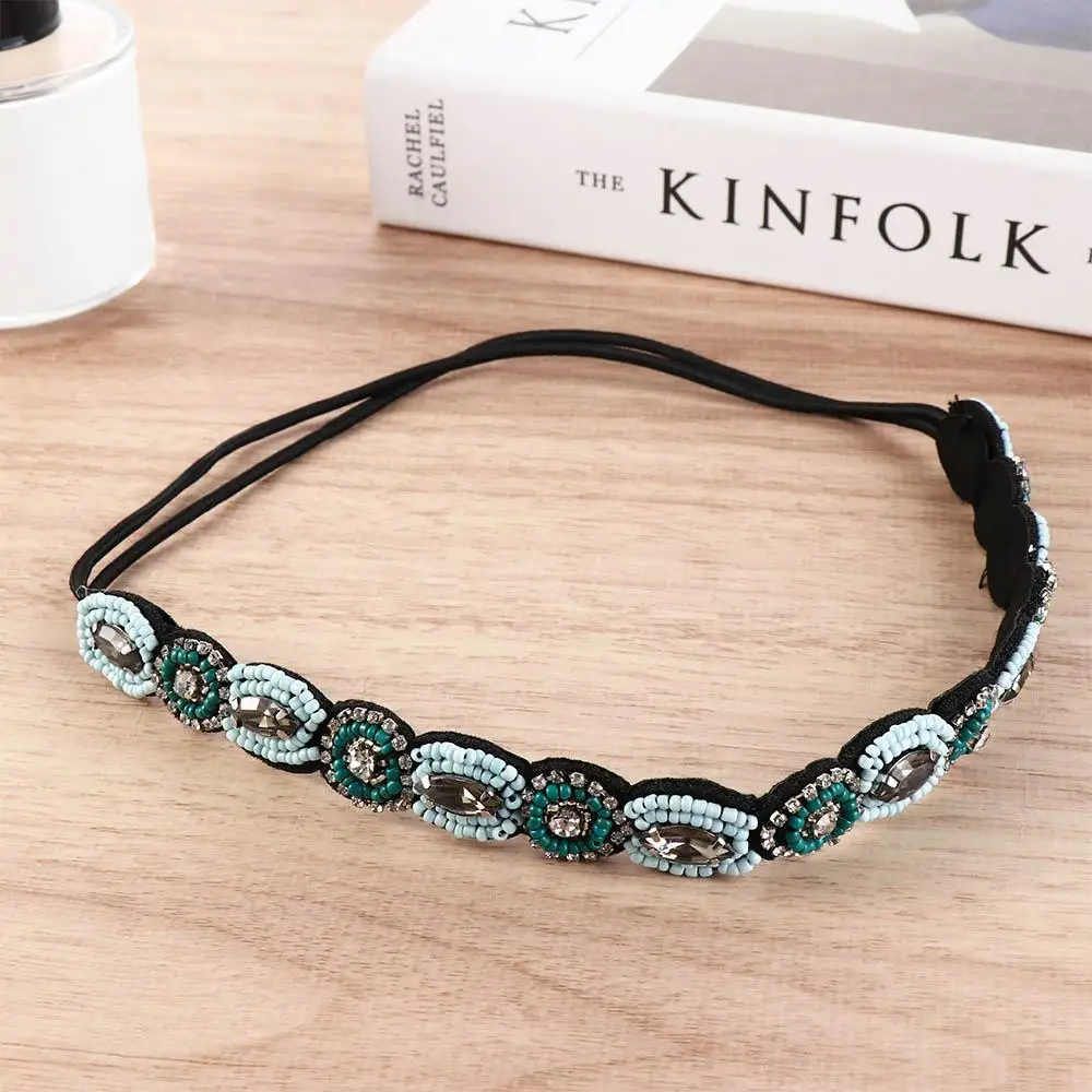 Pearl Diamond Makeup Party Rhinestone Beaded Hairband Elastic Band Bohemian Hair Accessories Korean Style Headband