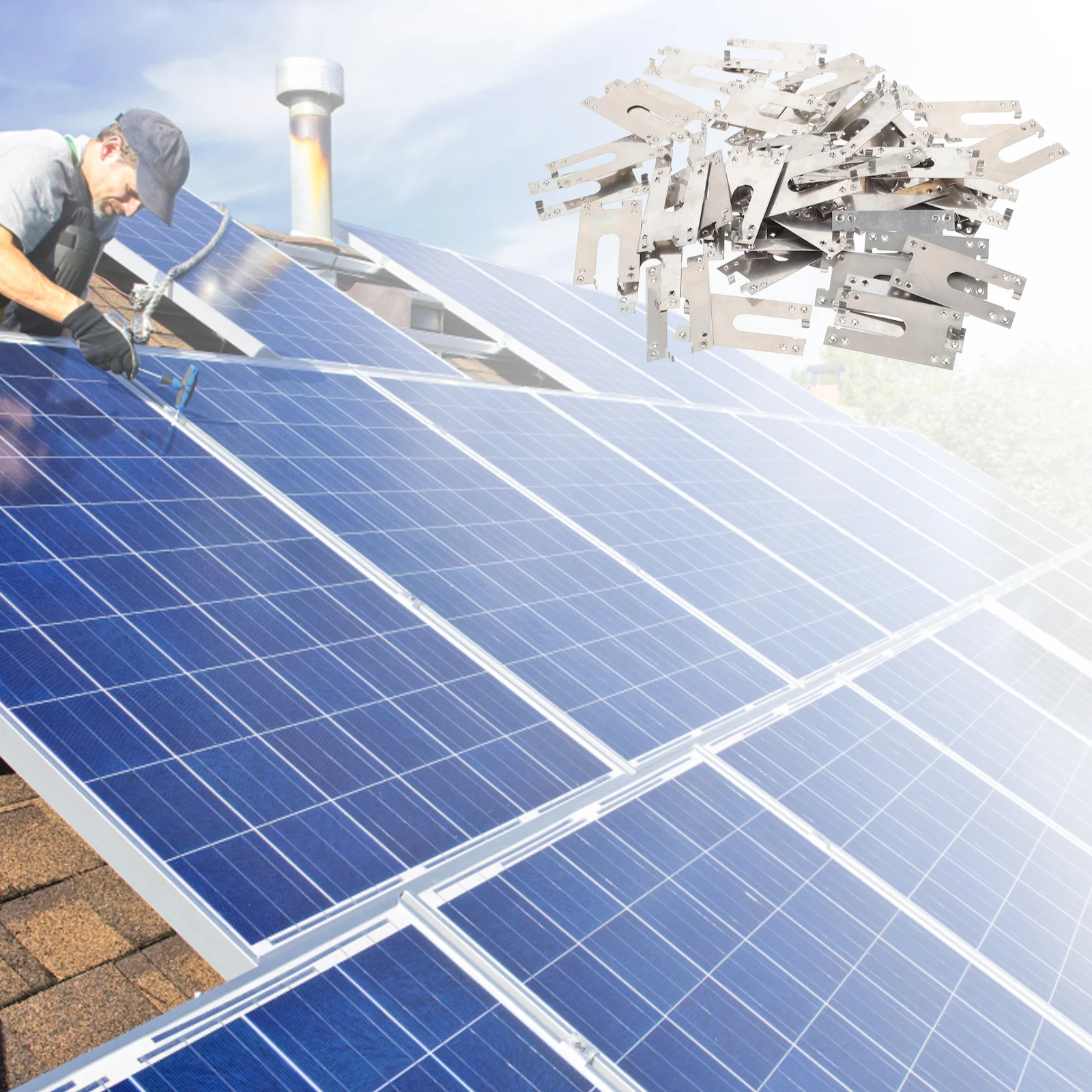 

50Pcs Photovoltaic Grounding Gasket Stainless Steel Conductive Gasket for Solar Mounting System Roof Carport Ground Protection