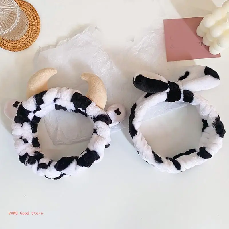 Soft Headband Spot Bow Shaped Hairband Elastic Cow Horn Hair Band for Girl