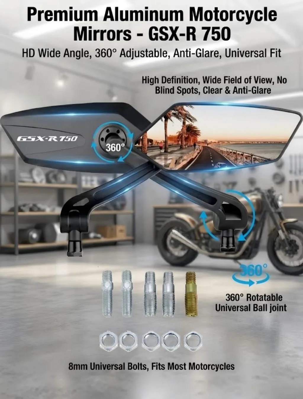 

Регулируемое поворотное зеркало заднего вида для мотоциклов SUZUKI GSXR750 GSX R GSX-R 750 1996-2003, 2017, 2018