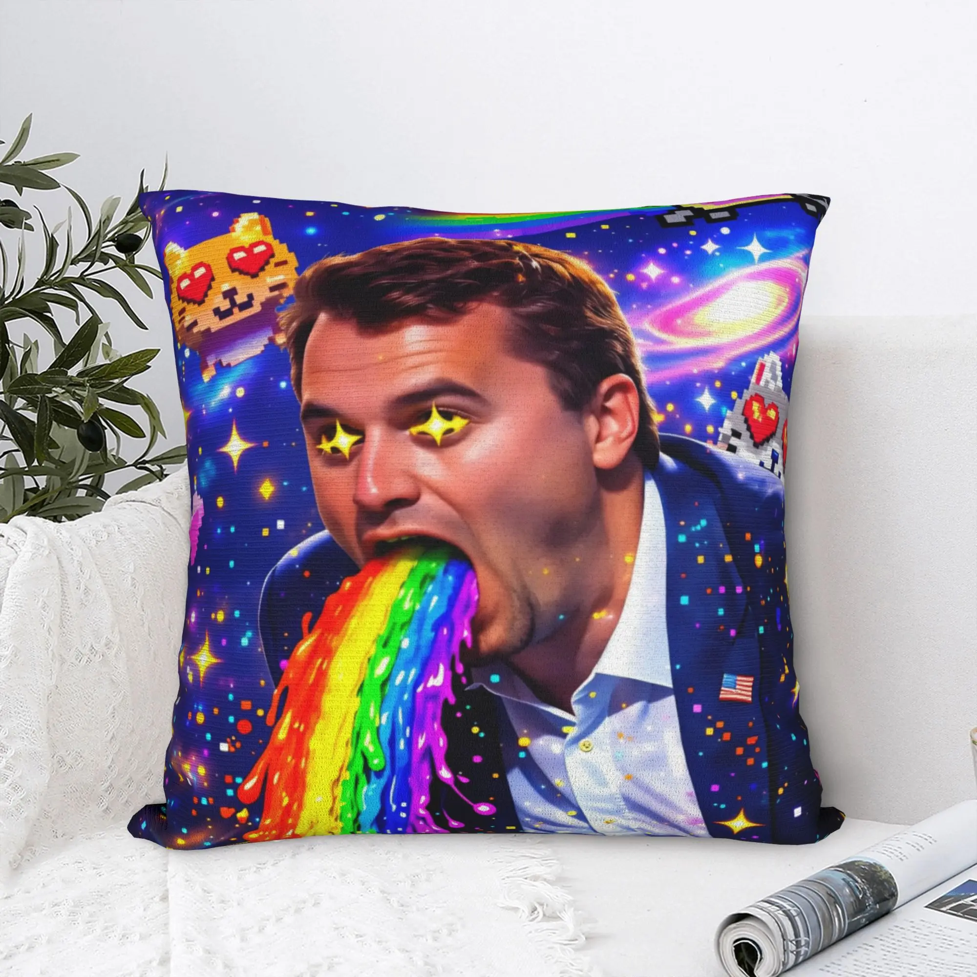 Funny Charlie Kirk Pillow Cover  Square Pillow Case Cushion Cover Kawaii Graphic Pillowcases For Sofa Car Home Decor