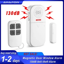Awapow Wireless Door Window Magnetic Sensor Alarm 130dB Anti-theft With Remote Control Detectors Home Security Alarm System
