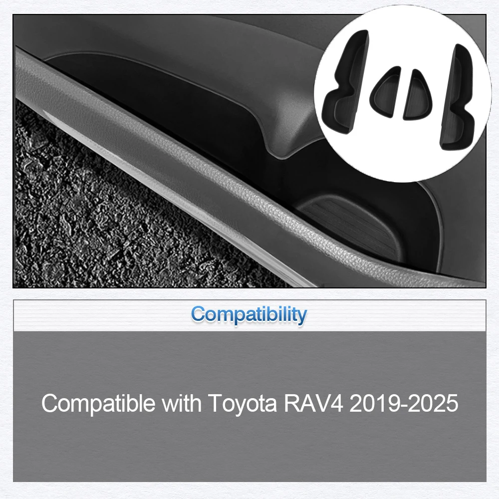 

4 pcs Door Side Storage Trays with Mat For Toyota RAV4 2019 2020 2021 2022 2023 2024 2025 Car Side Door Handle Storage Box