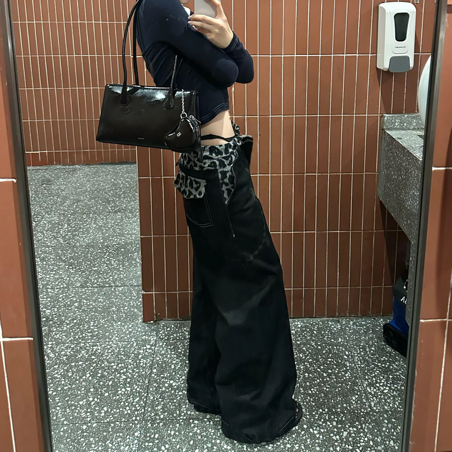 Женские мешковатые джинсы с леопардовым принтом Abi Y2k, японская уличная одежда, джинсовые брюки-бойфренды в стиле кибер-панк, гранж, Харадзюку, ковбойские брюки 2000-х годов, новинка