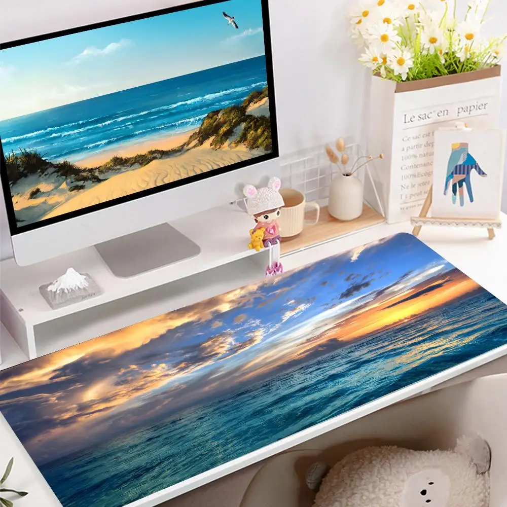 Mouse XXL Office Game Laptop Sea Nature Ocean Wave Rug Desk Pad Gaming Accessories Pads Mat PC Beach Large Cushion Computer Big