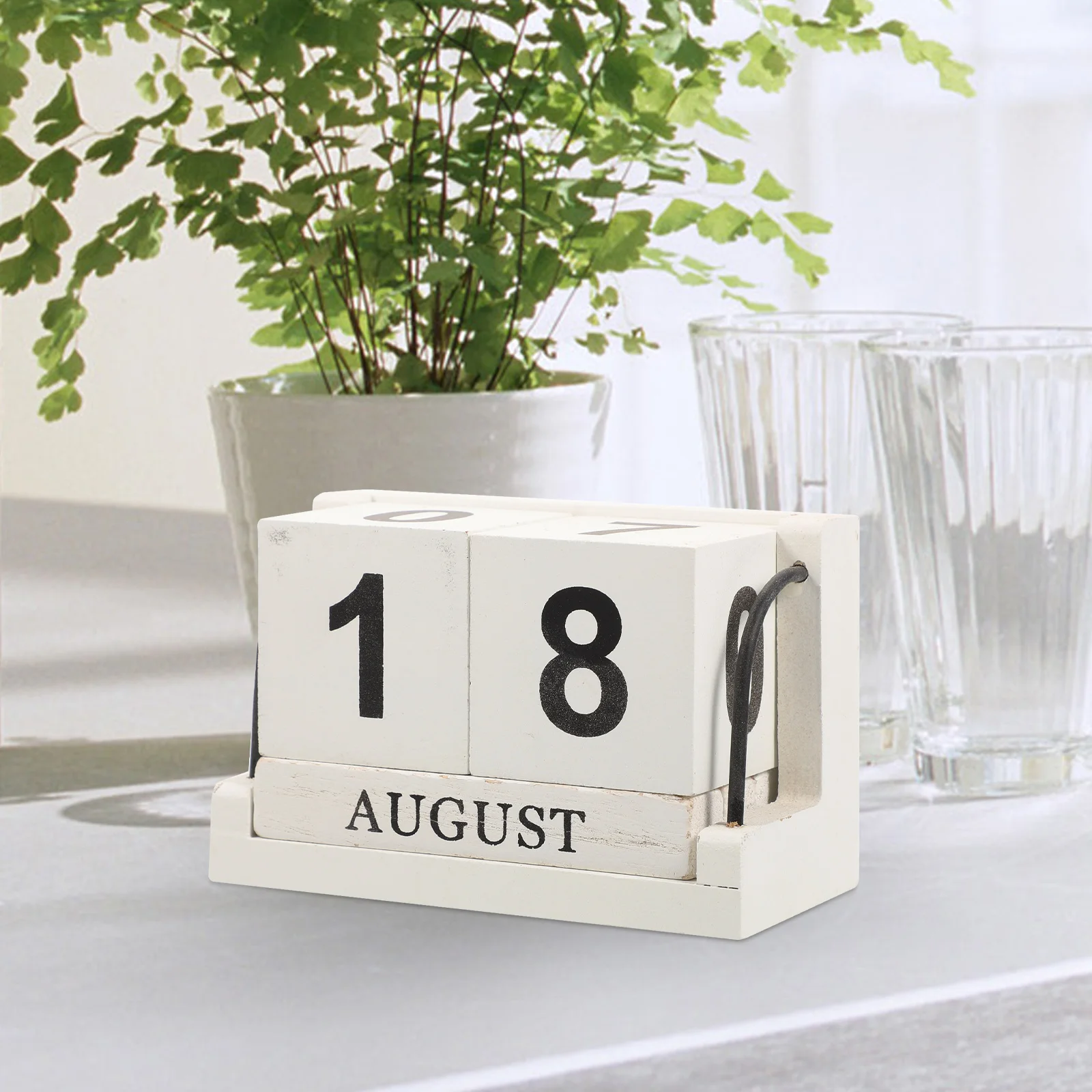 

Home Reusable Office Decor Wooden Calendar Blocks Desk Blocks Calendar Wooden Perpetual Date Round Printing Products