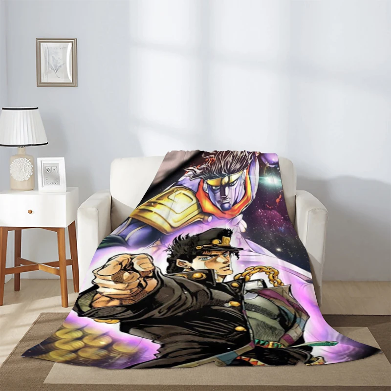 Kujo Jotaro Thick Blankets for Winter JoJo's Bizarre Adventure Decorative Sofa Blanket Anime Microfiber Bedding Knee Warm Fleece