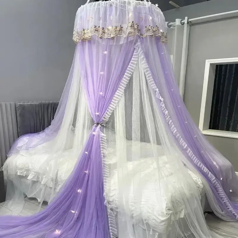 Hanging Dome Mosquito Net Romantic Double Layer Yarn Bed Valance Bed Canopy Anti-mosquito Bedcover Curtain Home Textiles Decor