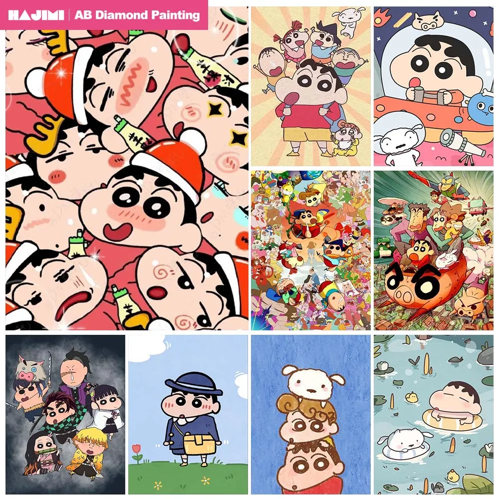 

DIY AB Diamond Painting C-Crayons S-Shin Cute Cartoon Boy Full Diamond Puzzle Cross Stitch Mosaic Home Decor Children's Gift