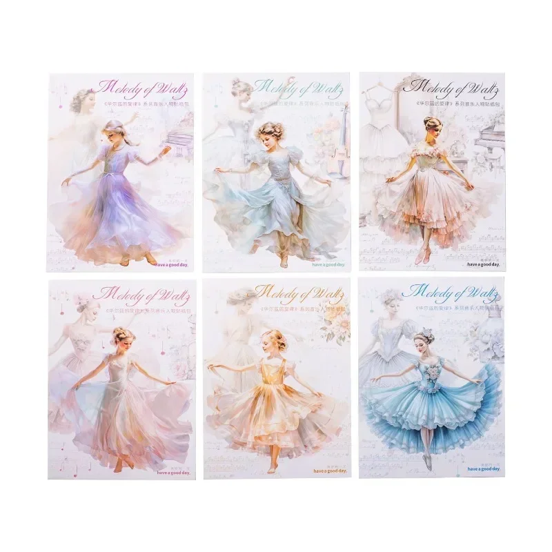 30Sheets Stickers Waltz Melody Characters Handbook Materials Musical landscapes School Supplies Package Scrapbook 152*101mm