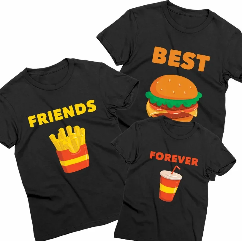 Best Friends Forever, Burger, Fries, Coke, Family T-Shirt Family Matching Outfits Gift Mom and Dad and Children Shirt