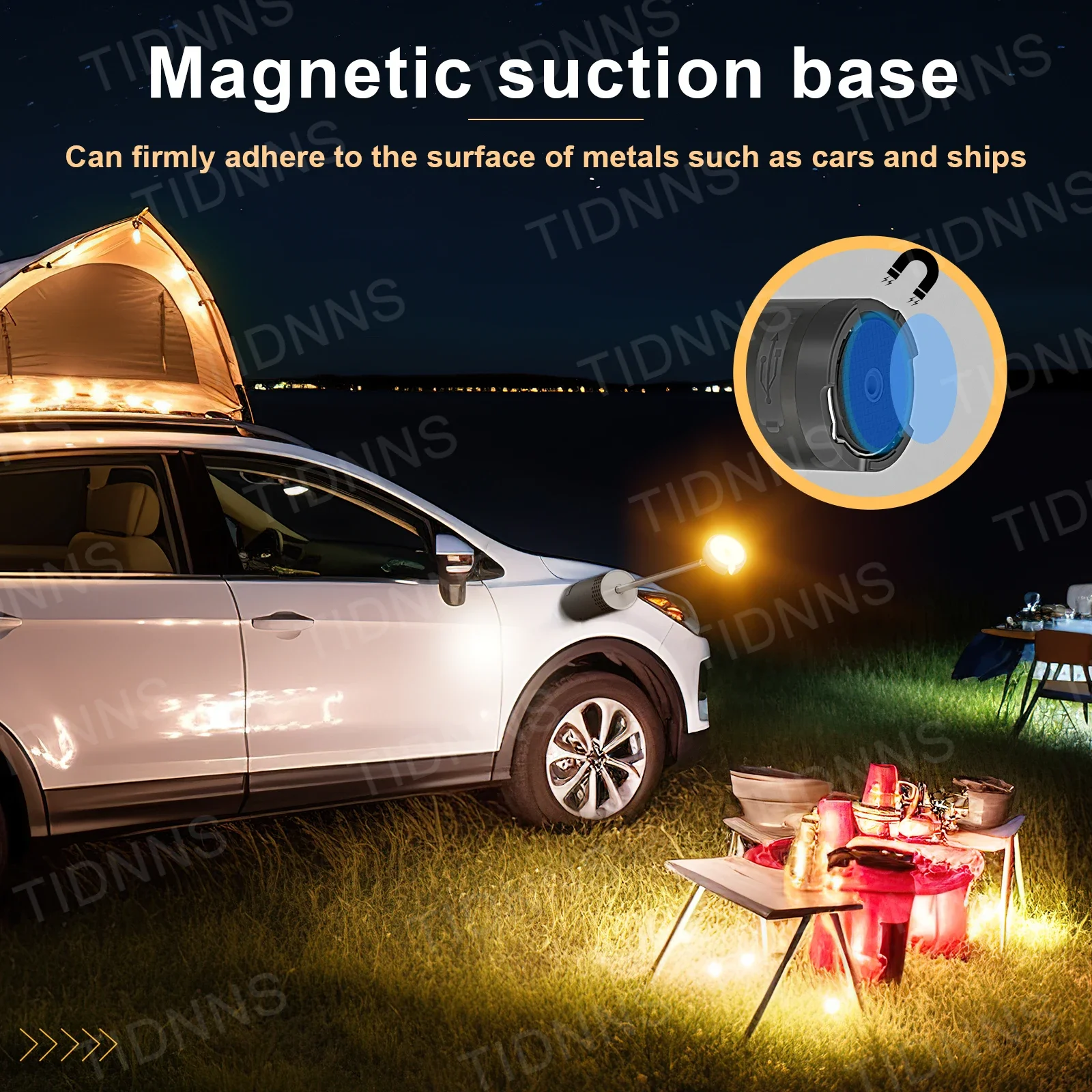 Outdoor Camping LED Telescopic Flashlight with Tripod Nuts Multifunctional Rechargeable Retractable Torch Light Table Lamp