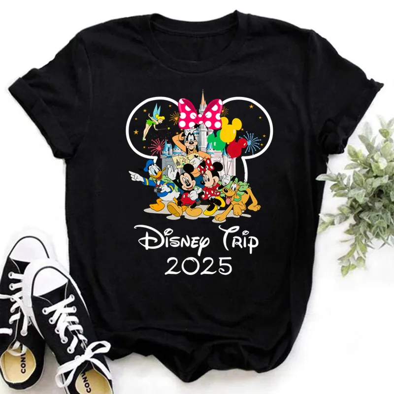 Lustiges goldenes Disney 2025, Damen-T-Shirt, Sommer-Damenbekleidung, T-Shirts, lässige Kurzarm-T-Shirts