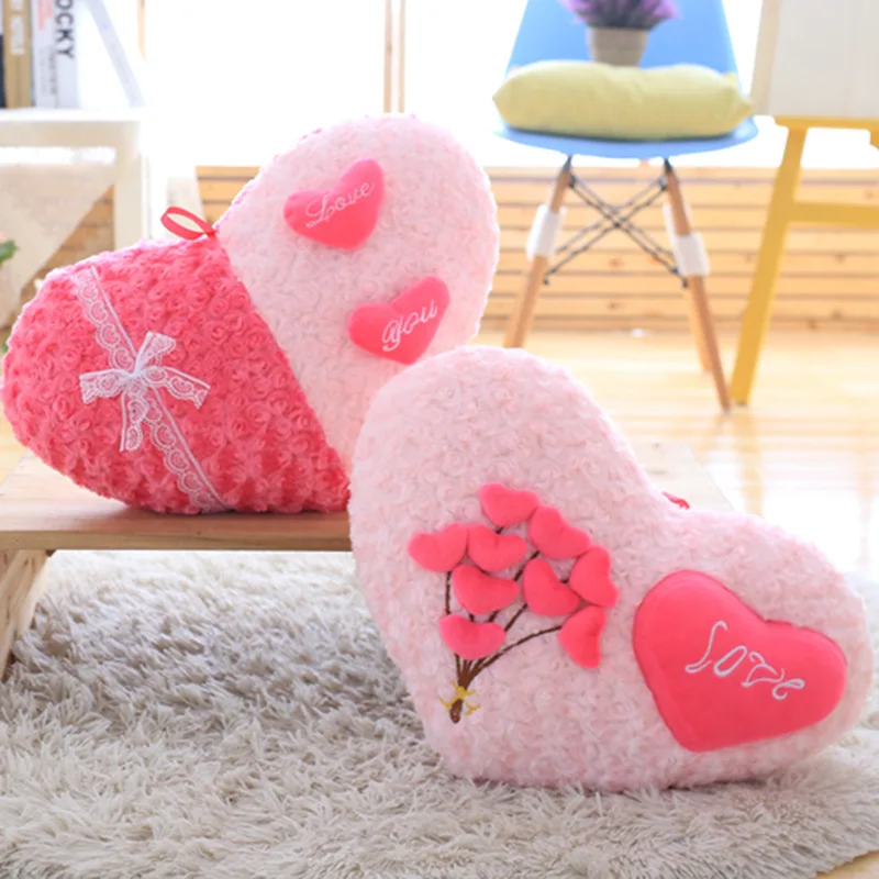 Rose Love Shape Throw Pillow Sofa Car Seat Cushion Stuffed Plush Doll Toys Cushion Home Decoration Cushions Wedding Lovers Gifts