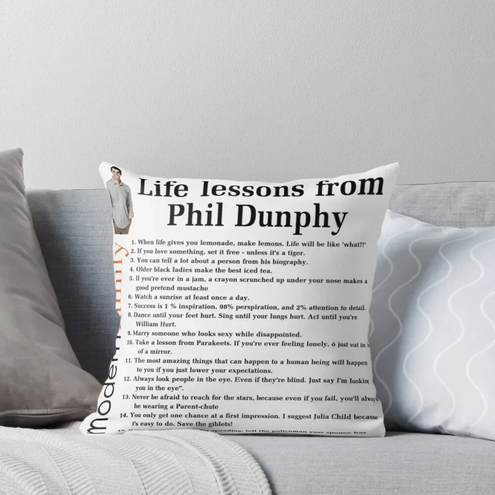 Life Lessons From Phil Dunphy Modern Family Films Sitcom Movie Cameron Tucker Alex Dunphy Gift Graph Throw Pillow