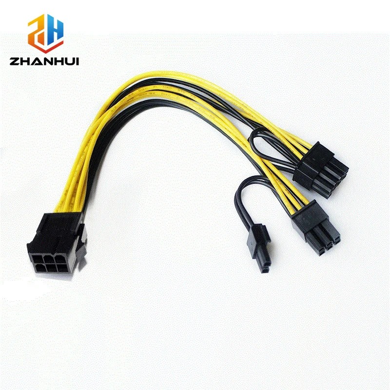 PCI‑E 6 Pin to Dual 6+2 Pin 8 Pin Power Splitter Cable - 18AWG for GPU Mining Farm & Video Card Power Extension