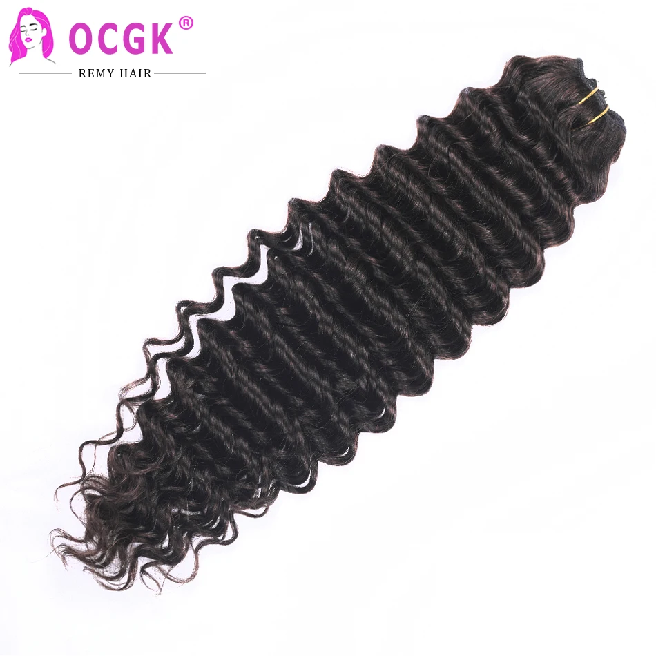 OCGK-Extensions de Cheveux Naturels Ondulés à Clips, 14-28 Pouces, Double Trame, Tête Complète, 160g, 10 Pièces/Ensemble