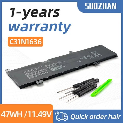 SUOZHAN-Batería de ordenador portátil C31N1636 para Asus VivoBook, N580VN, N580VD, NX580V, X580V, X580VN, NX580VD7300, X580VD-9B, NX580VD7700, 47WH