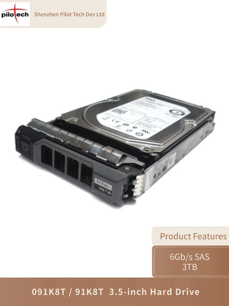 

091K8T / 91K8T 3TB 7200RPM SAS 6Gb/s 64MB Cache 3.5-inch Hard Drive