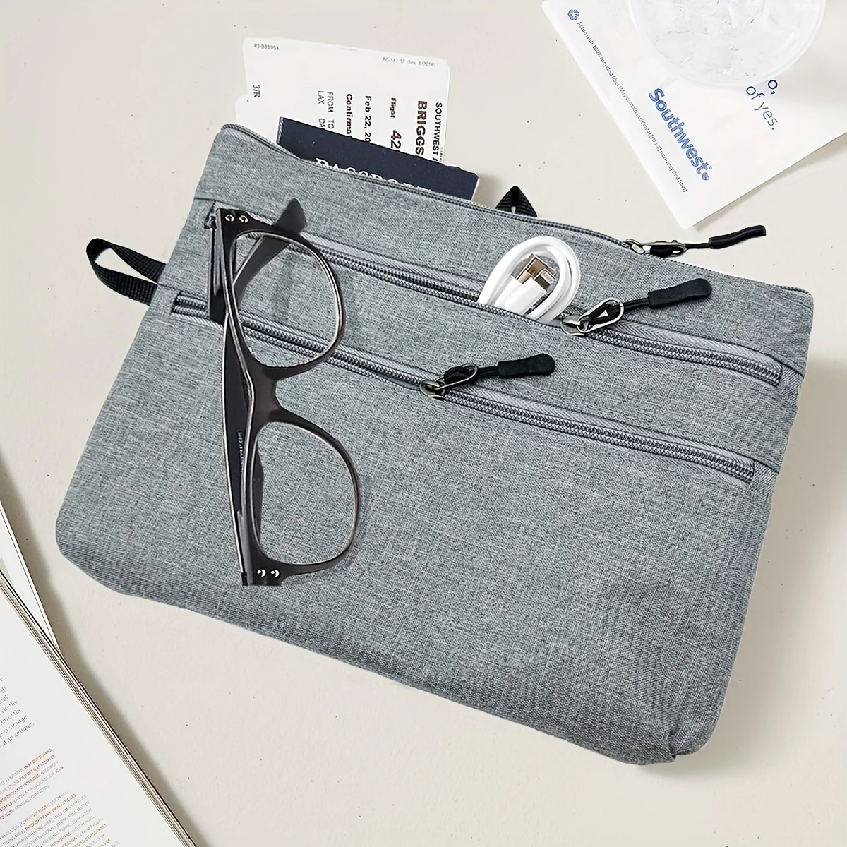 1 piece of storage bag for high-speed rail and airplane seat tablets