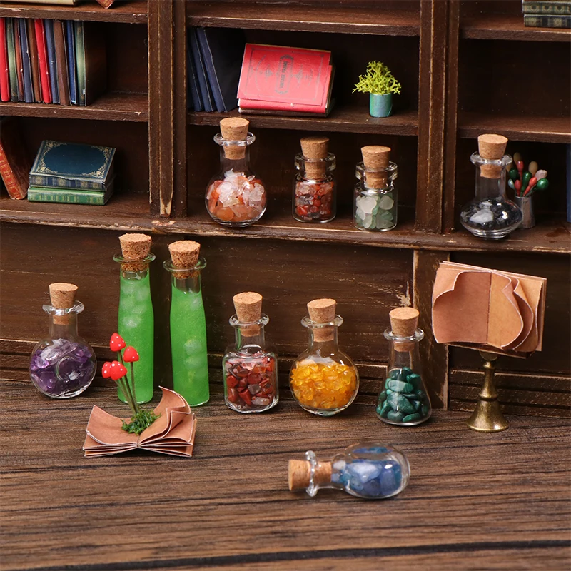 

Dollhouse Wizarding World Scene Ornament Vintage Mini Magic Bottle Wand Model For Doll House Decor Kids Pretend Play Toys Gift