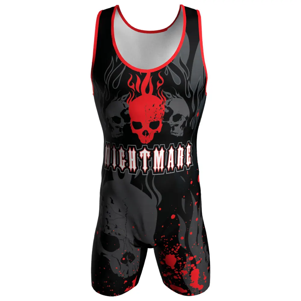 Mono de lucha libre con estampado de Calavera, ropa interior sin mangas para gimnasio, triatlón, ropa de levantamiento de potencia, Mono para correr