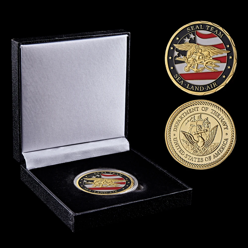 

USA Department Navy Sea Land Air Seal Team Military Challenge Coin USA Collection Gift W/ Luxury Coin Box