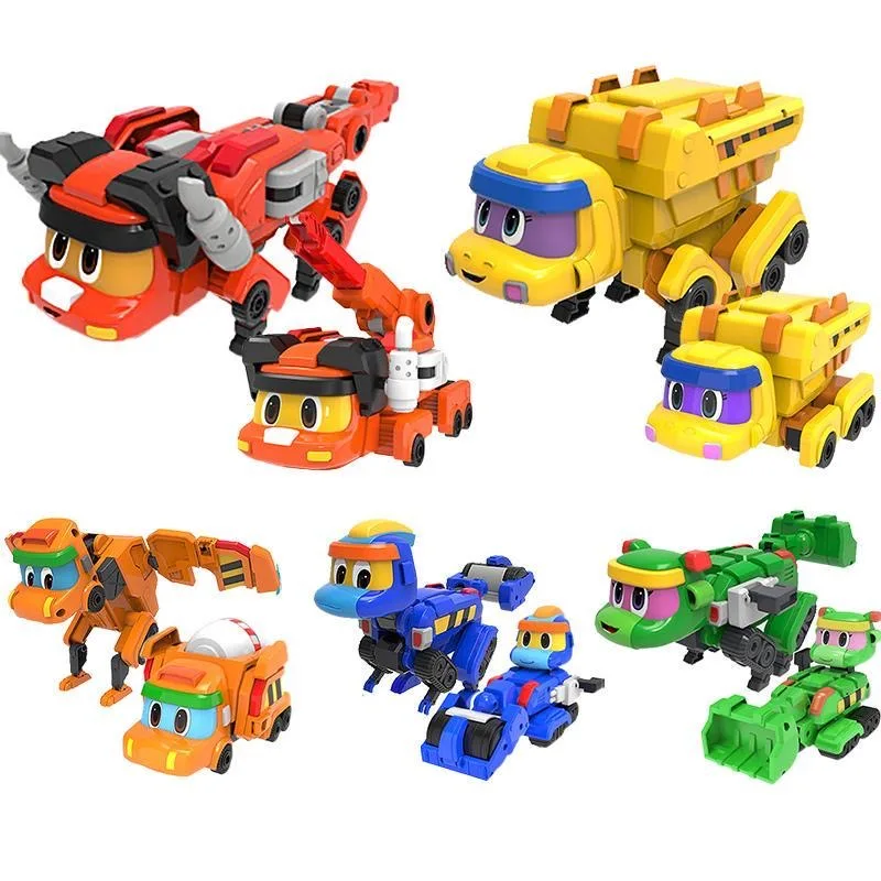 Big Gogo Dino Explorers Deformation Engineering Car Action Figures Transformation Technical Vehicle Toys for Kids Gift