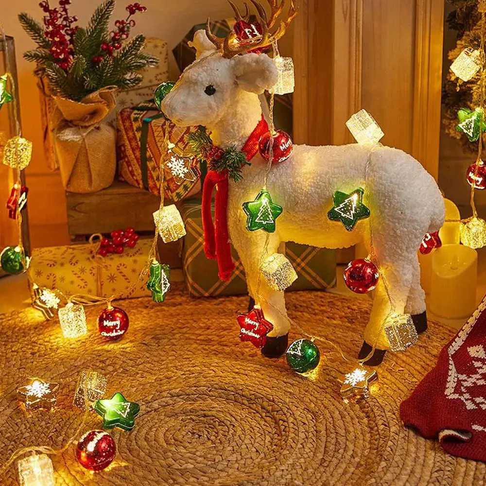 عيد الميلاد ضوء سلسلة قصب الحلوى سانتا كلوز ثلج مصباح شجرة عيد الميلاد ضوء سلاسل حلي معلقة عيد ميلاد سعيد ديكور #4