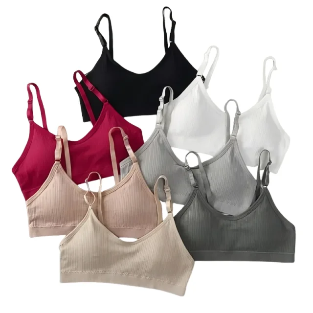KUCLUT Seamless Tube Top Push Up Non-wire Bra Removable Pads Ribbed Bralette Adjust Straps Soft Stretchy Underwear Sexy Lingerie