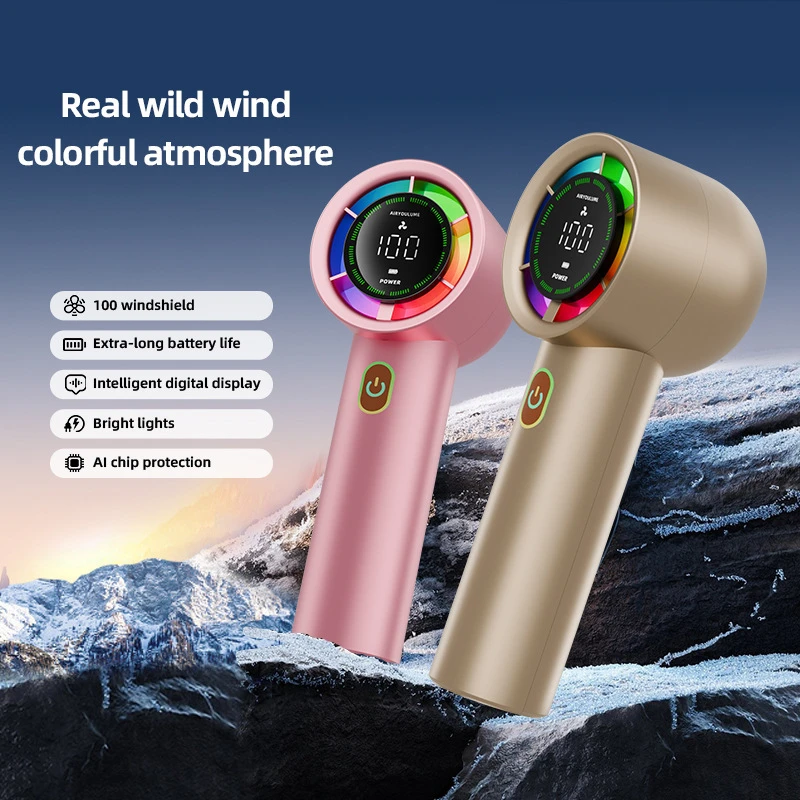 مروحة كهربائية محمولة من Xiaomi عالية السرعة 100 سرعات مروحة ضغط الجليد شاشة ديجيتال توربينات مروحة صغيرة للتخييم وتسلق الجبال