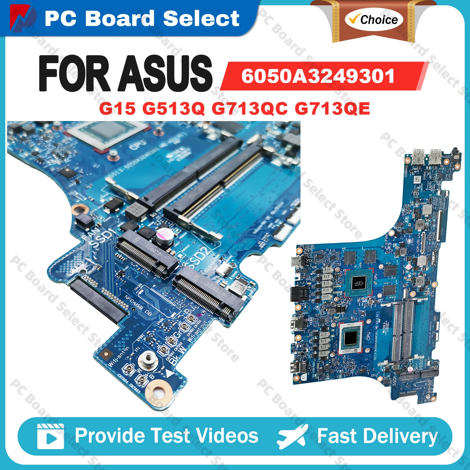 6050A3249301 Laptop Motherboard For ASUS ROG Strix G15 G513Q G713QC G713QE Mainboard R5-5600H R7-5800 R9-5900 CPU GTX3050/3050Ti